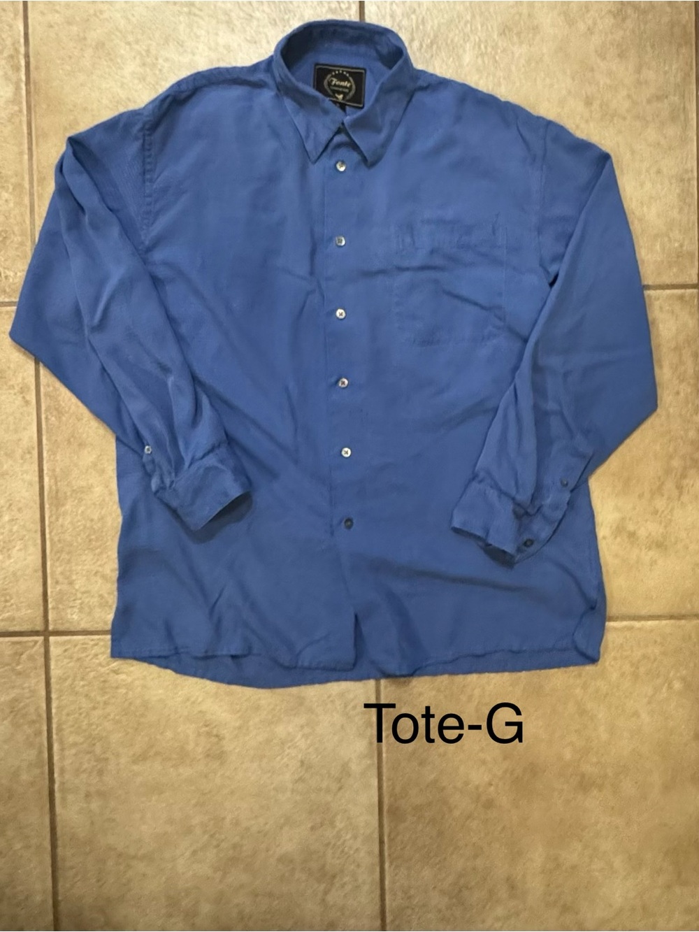 Fonte 100% Silk Men's Casual Button-Down Shirt in Blue size Medium